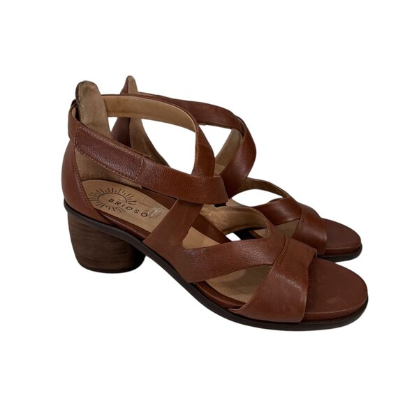 Brioso Womens Brown Leather Strappy Sandals 2.5" Heel Made In Brazil SZ 8.5M - Picture 15 of 16